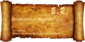 Boskovitz Rezső névjegykártya